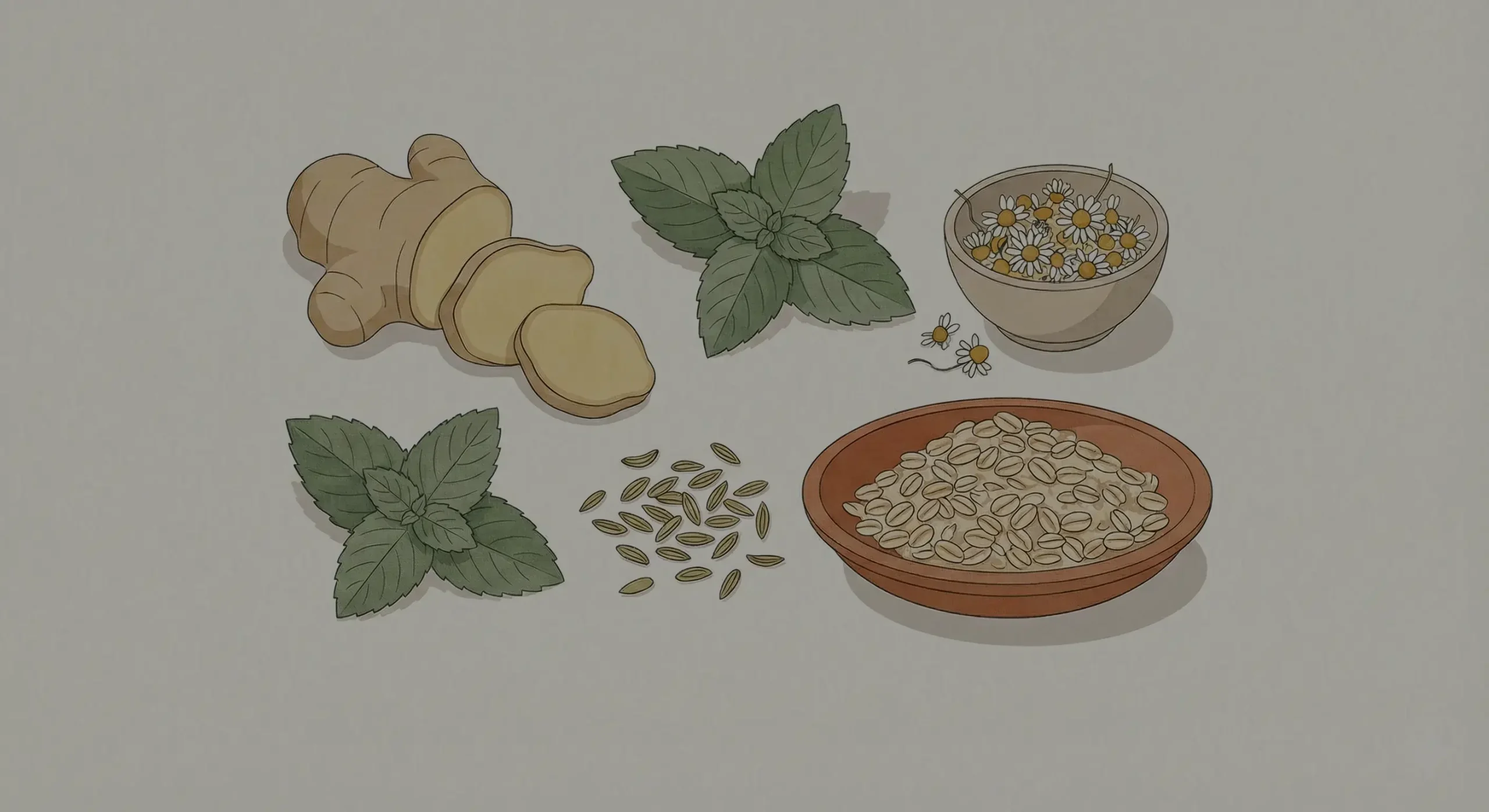 Natural digestive support foods and herbs